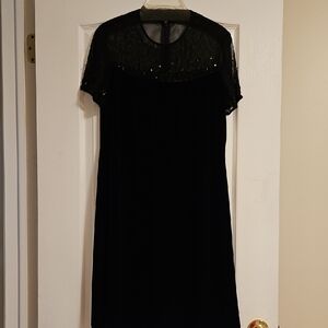 Black Velvet Beaded & Sequined Dress Size 14